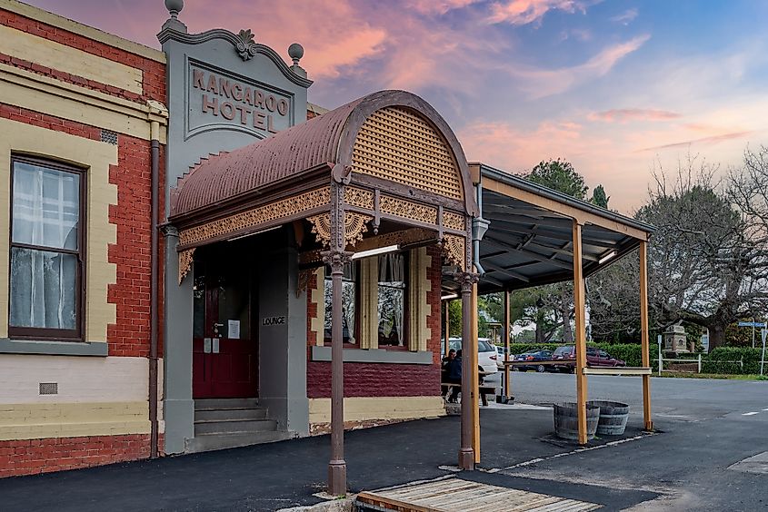 Kangaroo Hotel, one of several historic pubs in Maldon, Victoria, Australia