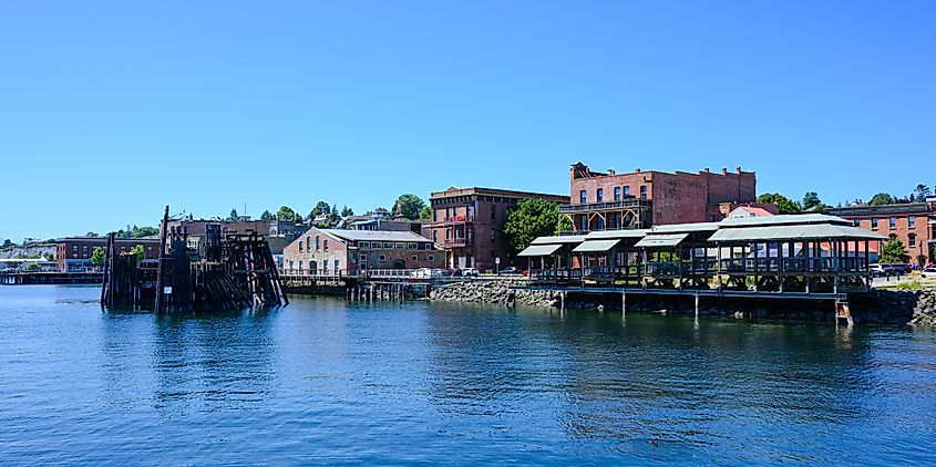 View of the waterfront along Port Townsend, Washington.