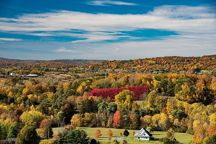 Aerial view of Bennington in the fall