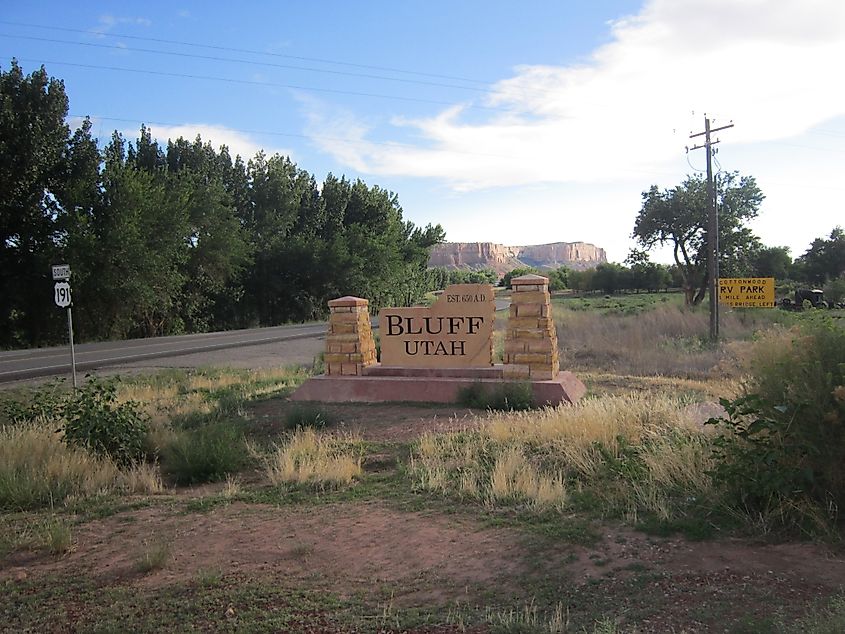 Entering the town of Bluff, Utah.