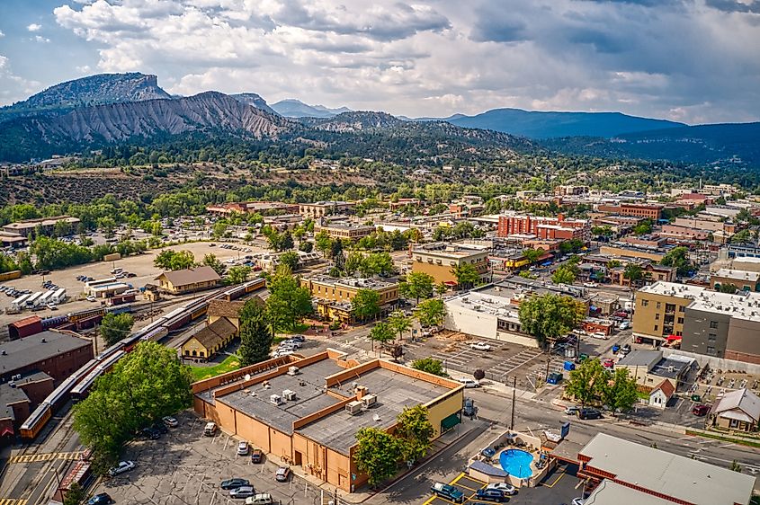 Durango, Colorado: Aerial view in summer.
