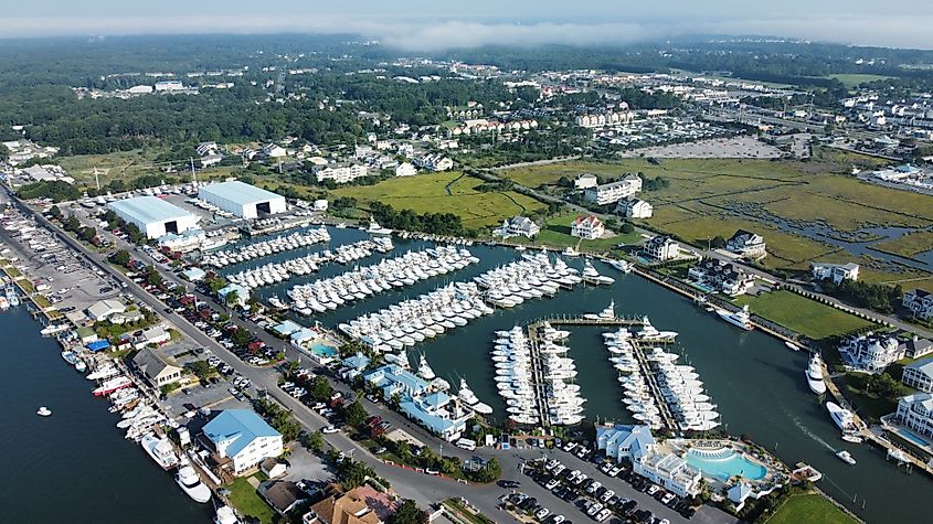 Aerial view of Ocean City in Maryland.