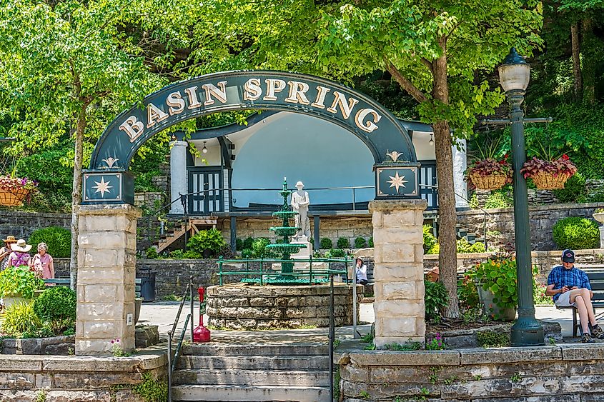 Basin Spring Park downtown in Eureka Springs. 