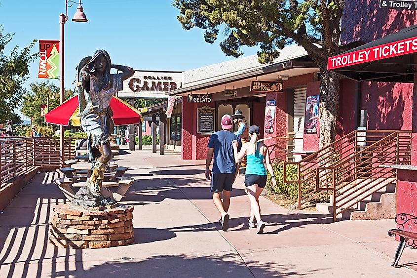 Galleries and other shops in Sedona's famous Uptown district. Editorial credit: Mystic Stock Photography / Shutterstock.com