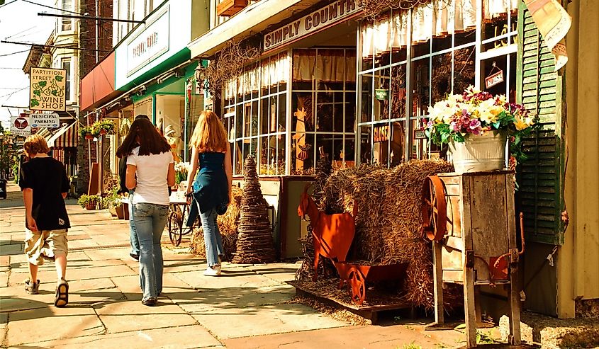 Pedestrians in downtown Saugerties, New York