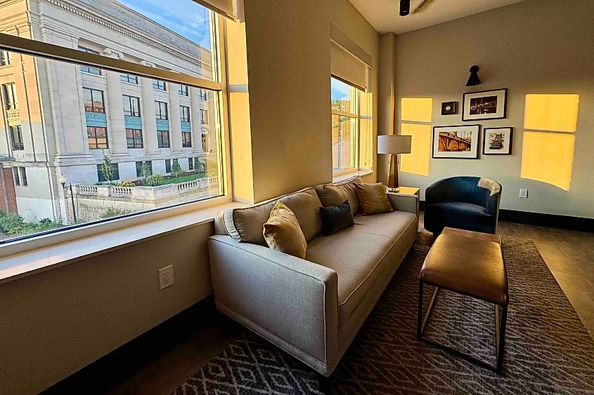 Book a room with a view of Danville Municipal Building.
