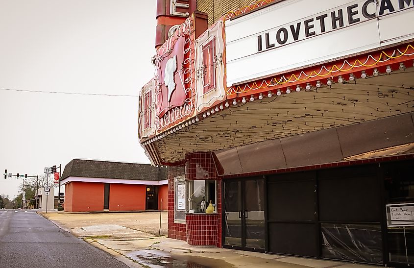 A historic theater in Magnolia, Arkansas.