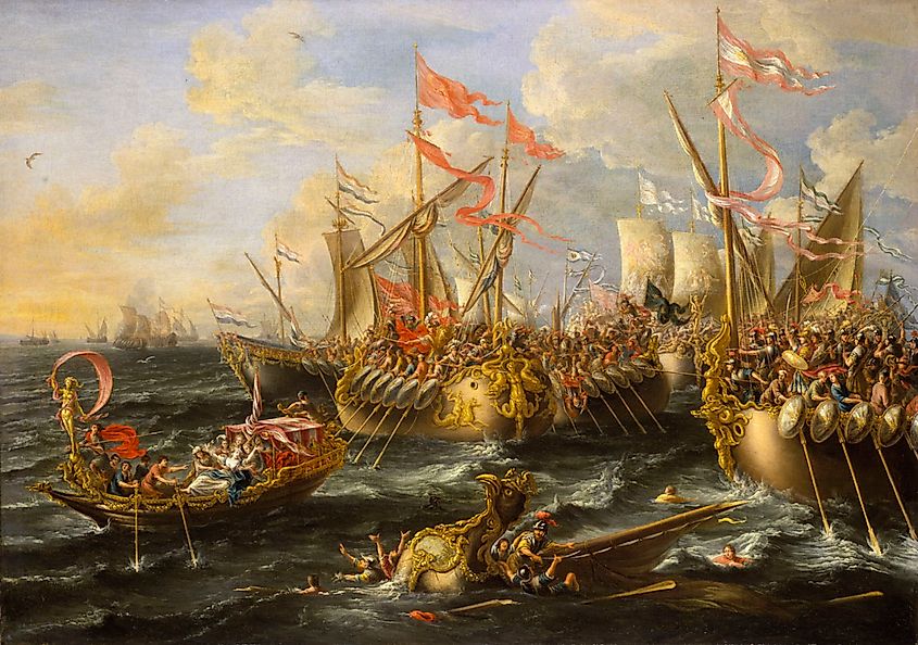 The Battle of Actium, by Laureys a Castro, painted 1672.