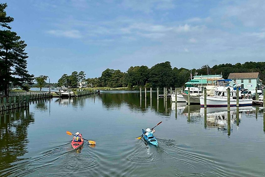 Onancock Harbor area with kayaks