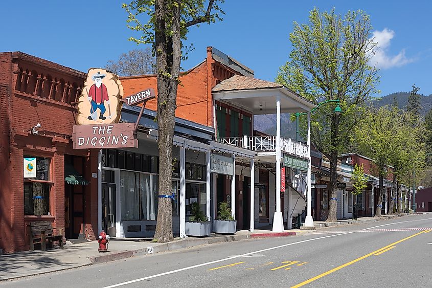 Main street in Weaverville, California,