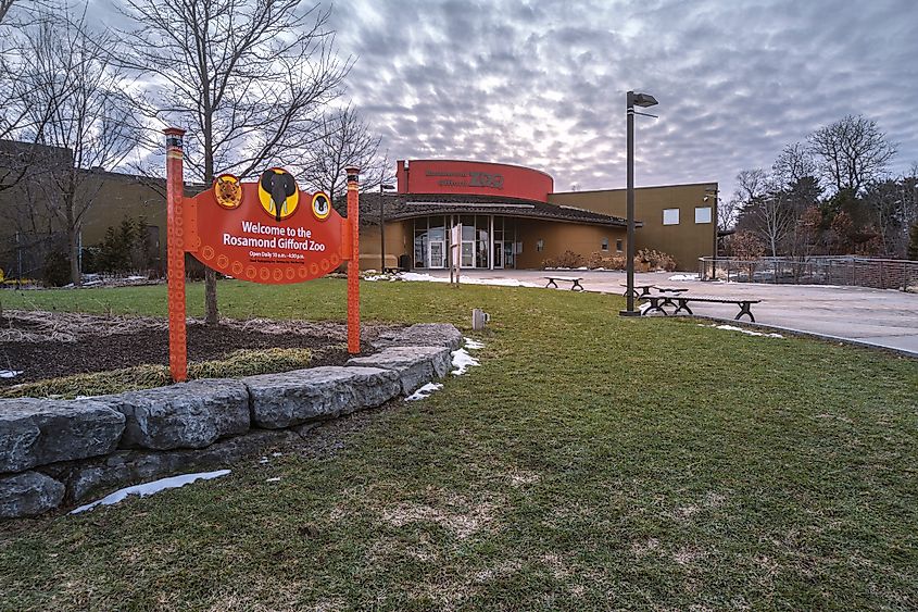 Landscape View of Rosamond Gifford Zoo or as Locally Known (Syracuse Zoo) Building Entrance. 