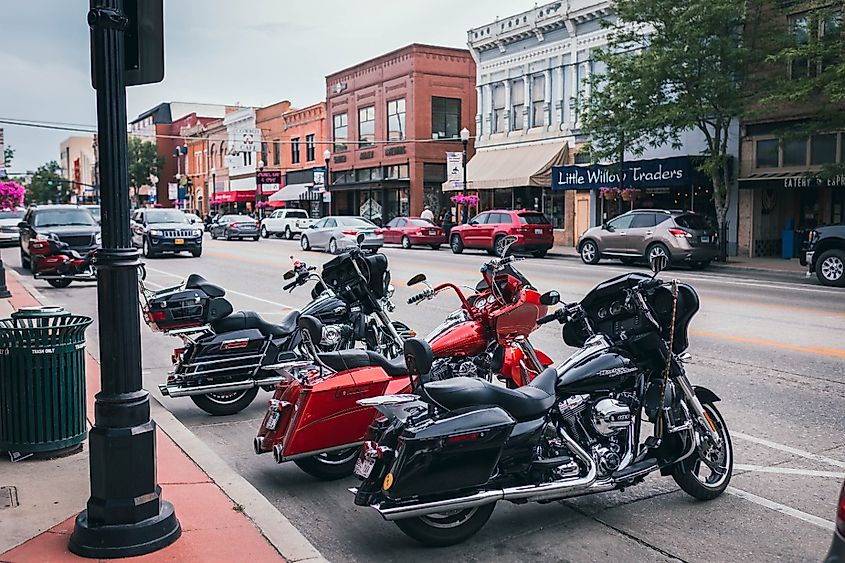 Mainstreet in the evening downtown Sheridan Wyoming