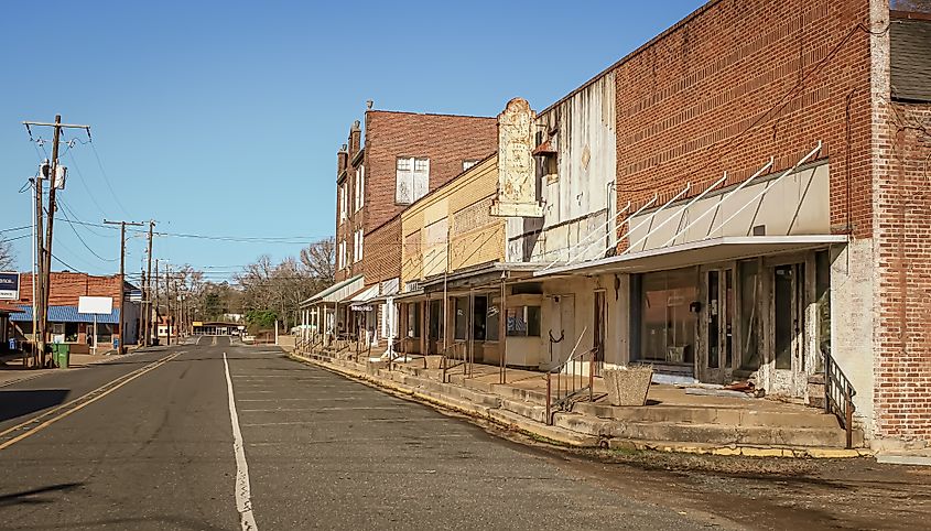 Arcadia, Louisiana United States. The abandoned buildings on the main street. Editorial credit: Sabrina Janelle Gordon / Shutterstock.com