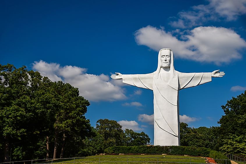 The Christ of the Ozarks statue in the mountains near Eureka Springs, AR. 