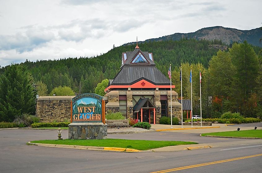 The beautiful town of West Glacier, Montana, in the Rockies.