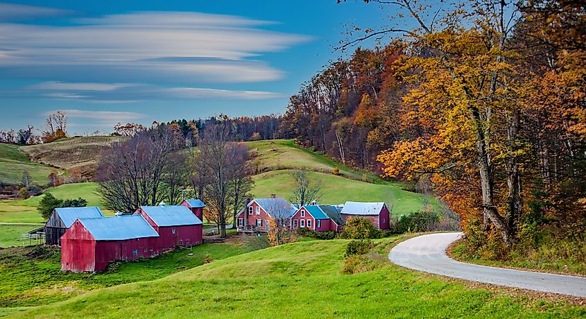 Red farm in Woodstock, Vermont.