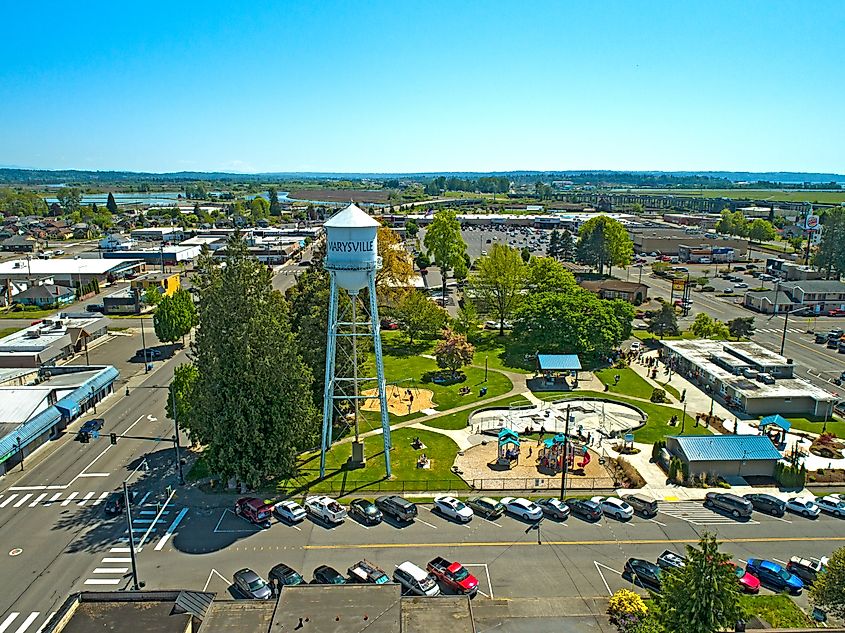 Water Tower Comeford Park Aerial View, Marysville, Washington.