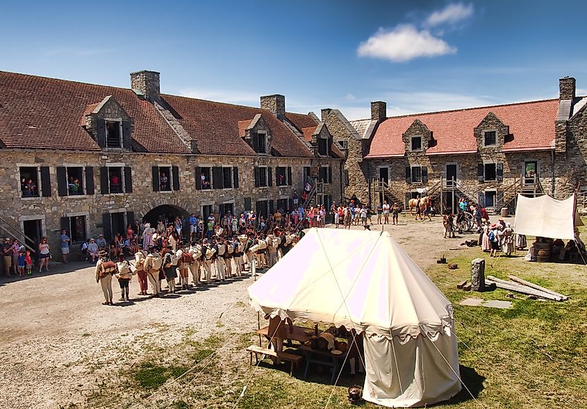 . Inside Fort Ticonderoga on the shores of Lake Champlain in summertime.