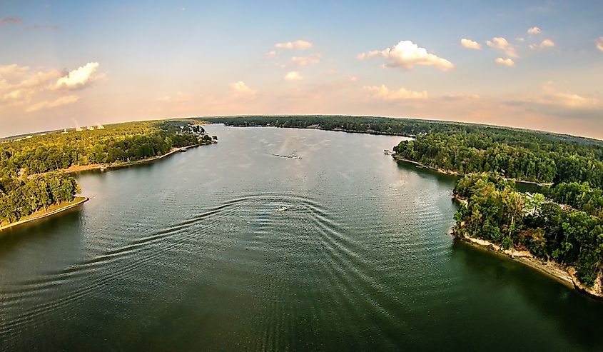 Aerial over Lake Wylie, South Carolina.