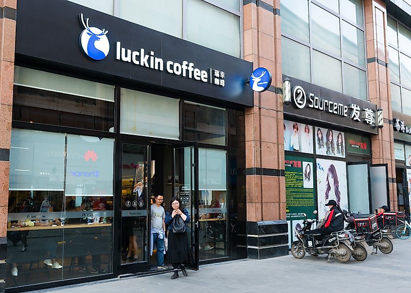 Luckin Coffee shop in Wuhan China. Editorial credit: Keitma / Shutterstock.com