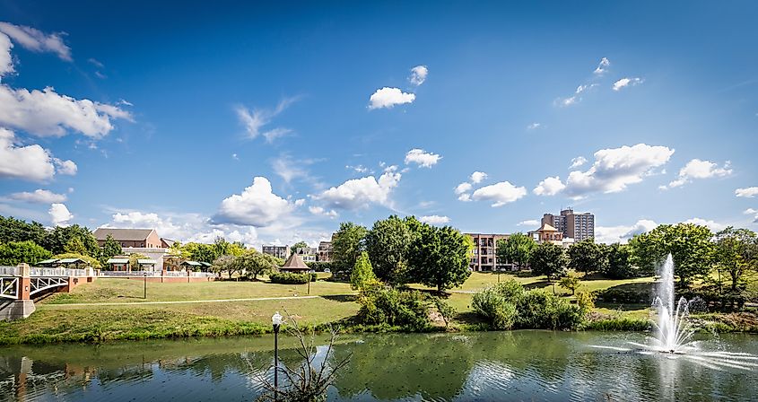 Maryville, TN: Wide angle skyscape view, from county library, of downtown. Editorial credit: J. Michael Jones / Shutterstock.com