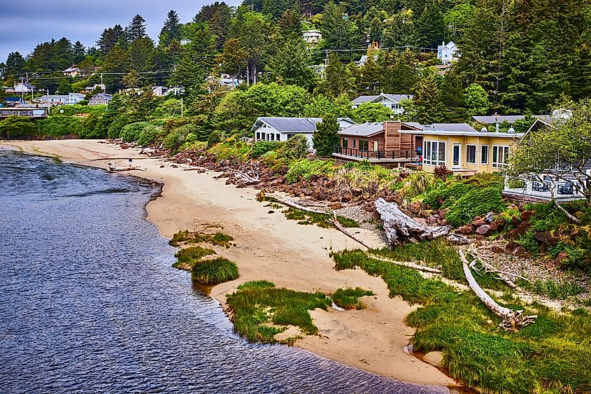 Waterfront homes in Yachats, Oregon.