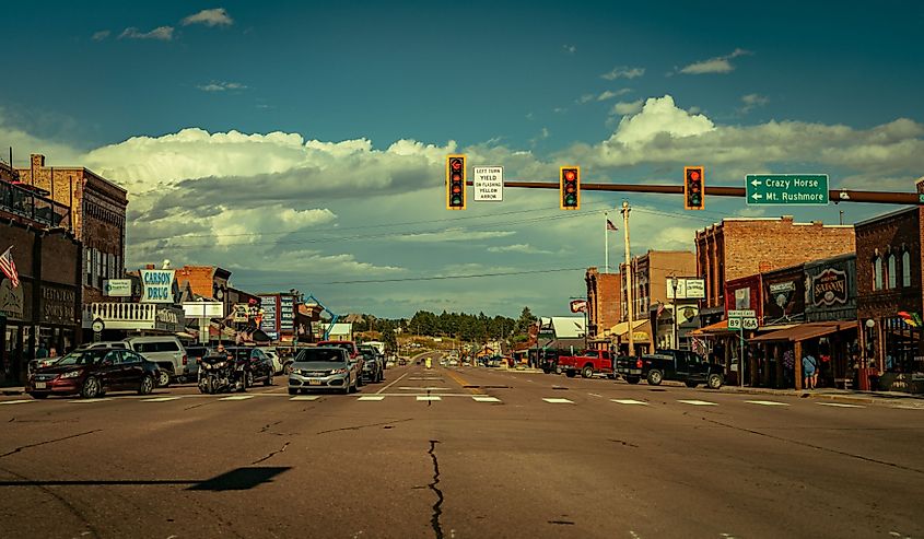 Busy town intersection, Custer, South Dakota