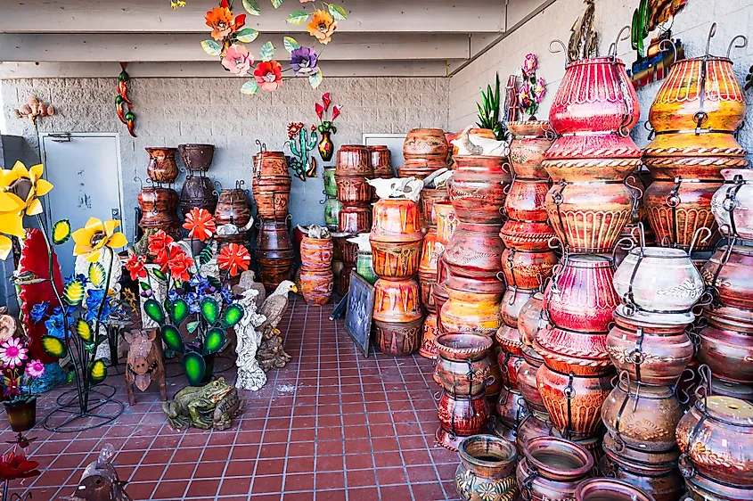 Ceramic pots at an artisan ceramics store in Gila Bend, Arizona.