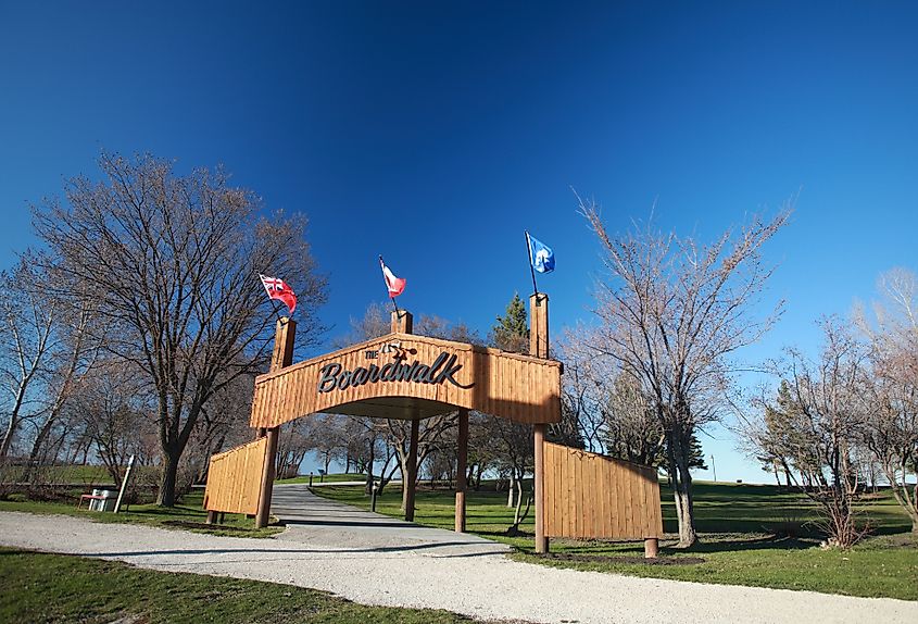 Boardwalk sign at Winnipeg Beach.