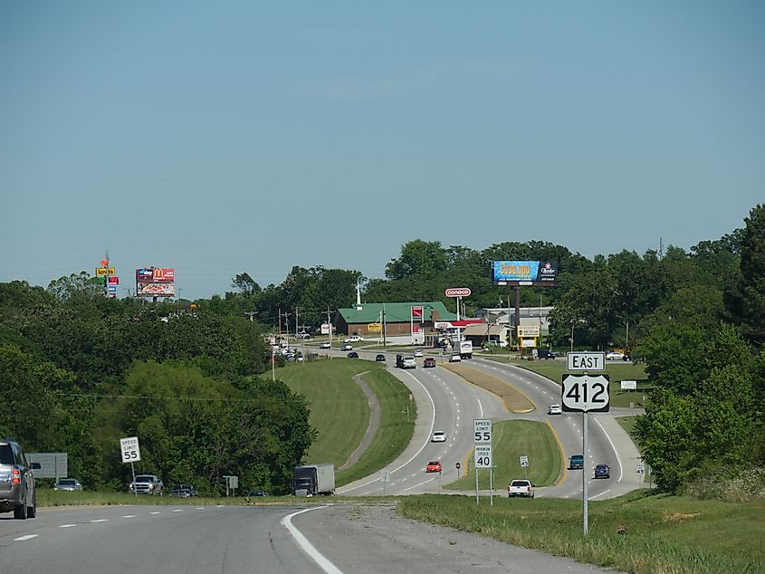 Highway passing through Siloam Springs, Arkansas