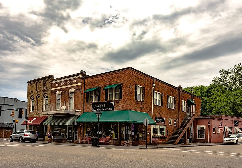 Historic downtown area in Loudon, Tennessee.