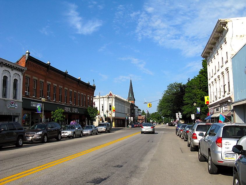 Historical buildings in Main Street in North East, Pennsylvania.