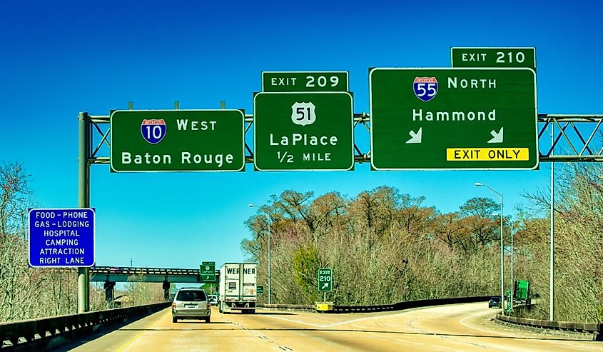 Signs on the Byway for Baton Rouge and LaPlace