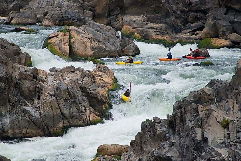 Kayakers in the Great Falls National Park, Virginia