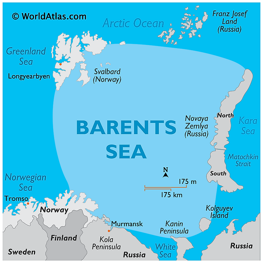 barents sea on map of europe