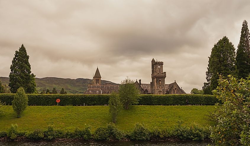 Old Victorian building near Loch Ness in Fort Augustus. 