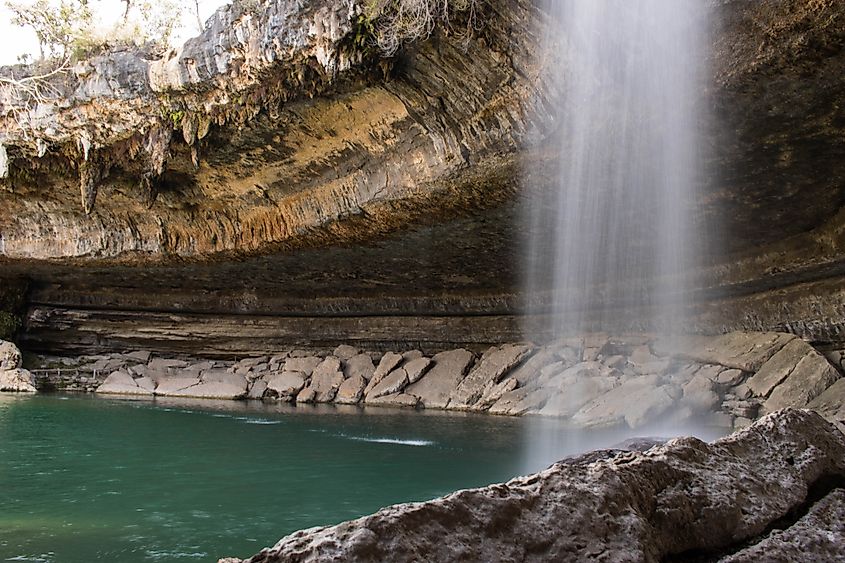 Stunning views from the grotto at Hamilton Pool Preserve in Dripping Springs, Texas