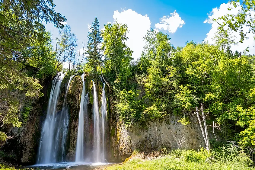 Waterfalls at the end off Little Spearfish Falls Trail in the Black Hills of South Dakota.