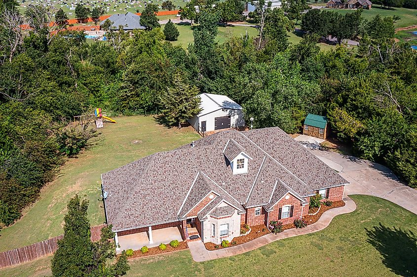 Quaint countryside homes in Tuttle, Oklahoma.