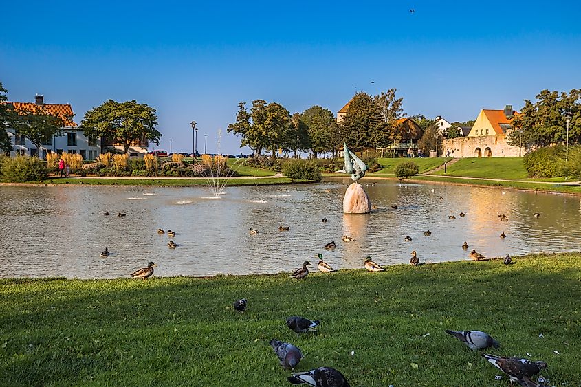 Lake in the old town of Visby in Gotland, Sweden.