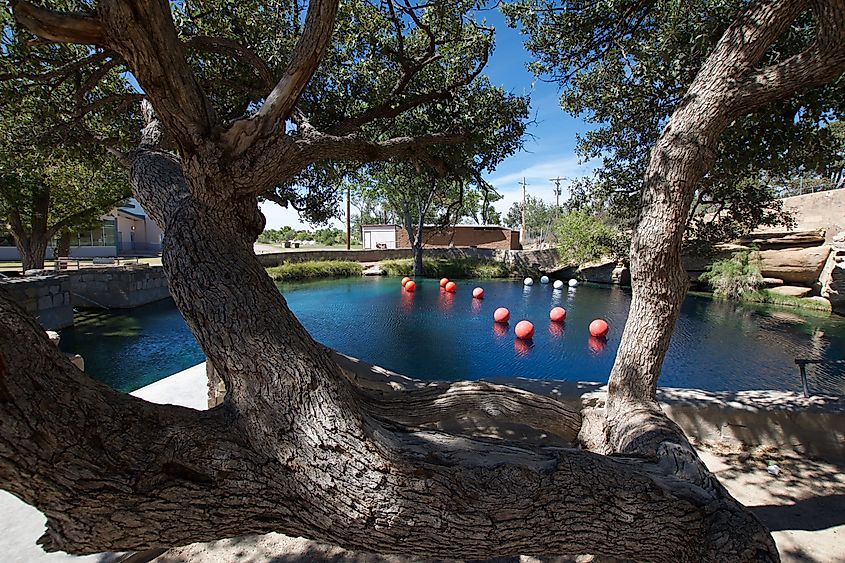 The Blue Hole is a famous deep pool in Santa Rosa, New Mexico. 