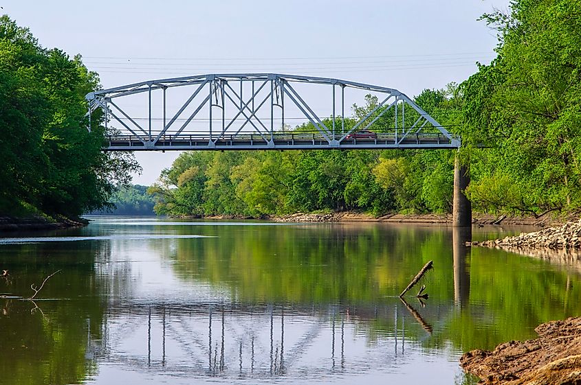 Bridge over the Kaskasia River in Fayateville, Illinois.