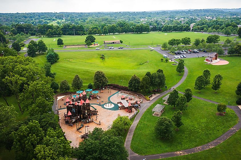 Aerial view of Doylestown, Pennsylvania.