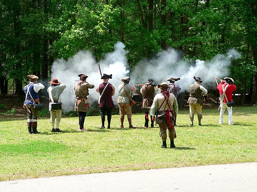 Reenactors at Musgrove Mill State Historical Site in South Carolina