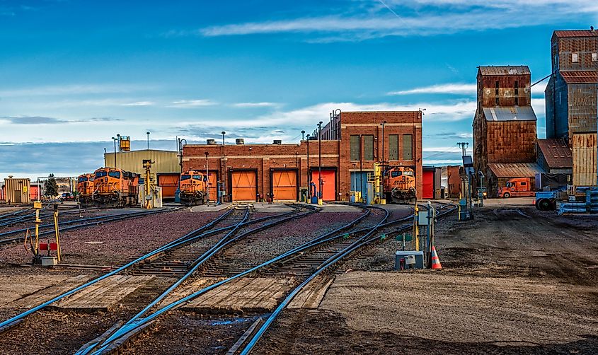 Train yard switching station in Havre, Montana.