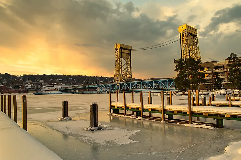 Portage Lake Lift Bridge in Houghton, Michigan.