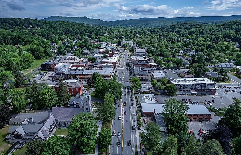 Aerial view of Great Barrington, Massachusetts.