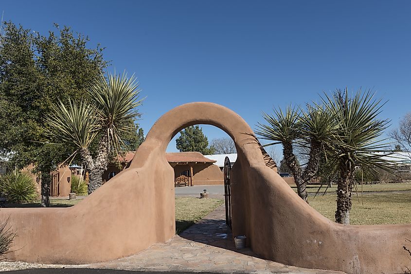 Entrance to the Marathon Motel and RV Park, outside Marathon, Texas