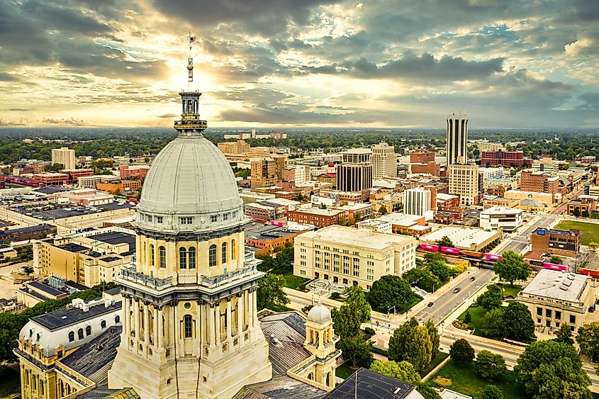 The Illinois State Capitol dome in Springfield, Illinois.