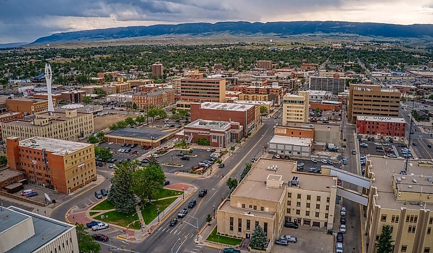 Aerial View of Casper, One of the largest Towns in Wyoming